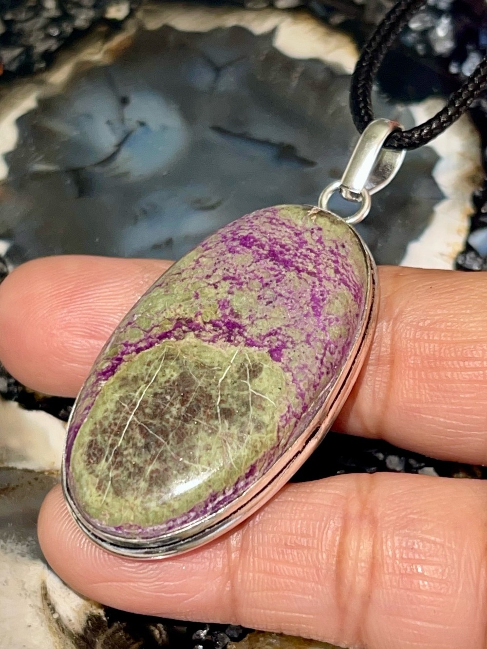Elongated “Peace of Mind Stone” Purpurite Pendant 2 1/4”